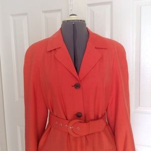 Studio 3000 tangerine belted silk 3/4 coat